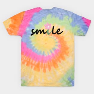 lettering smile, daisy,flower, oil painting T-Shirt